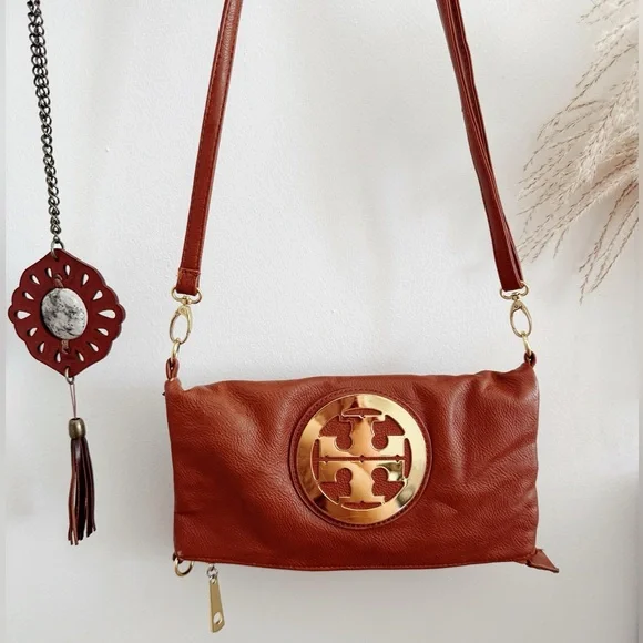 Tory Burch Brown Leather Crossbody Flap Bag - Picture 1 of 9